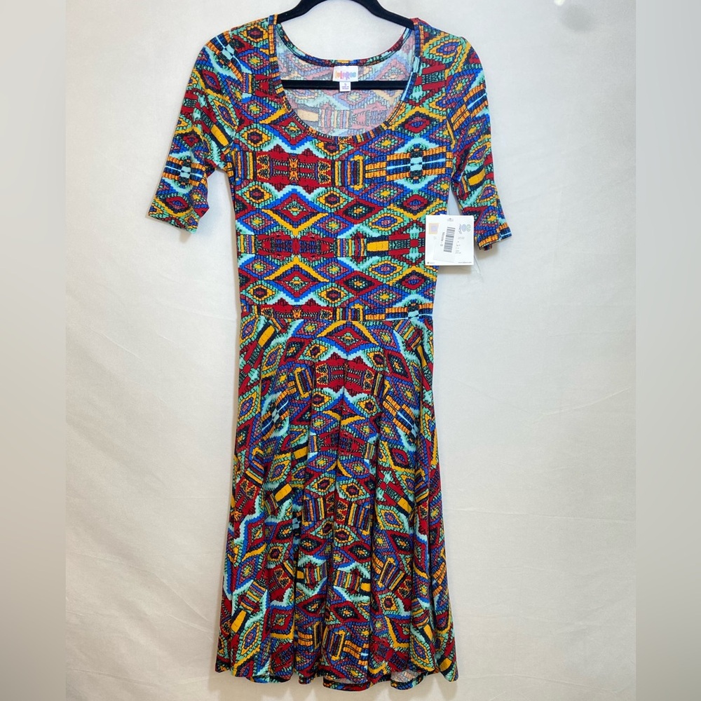 Lilaroe small Multicolor Geometric Midi Dress